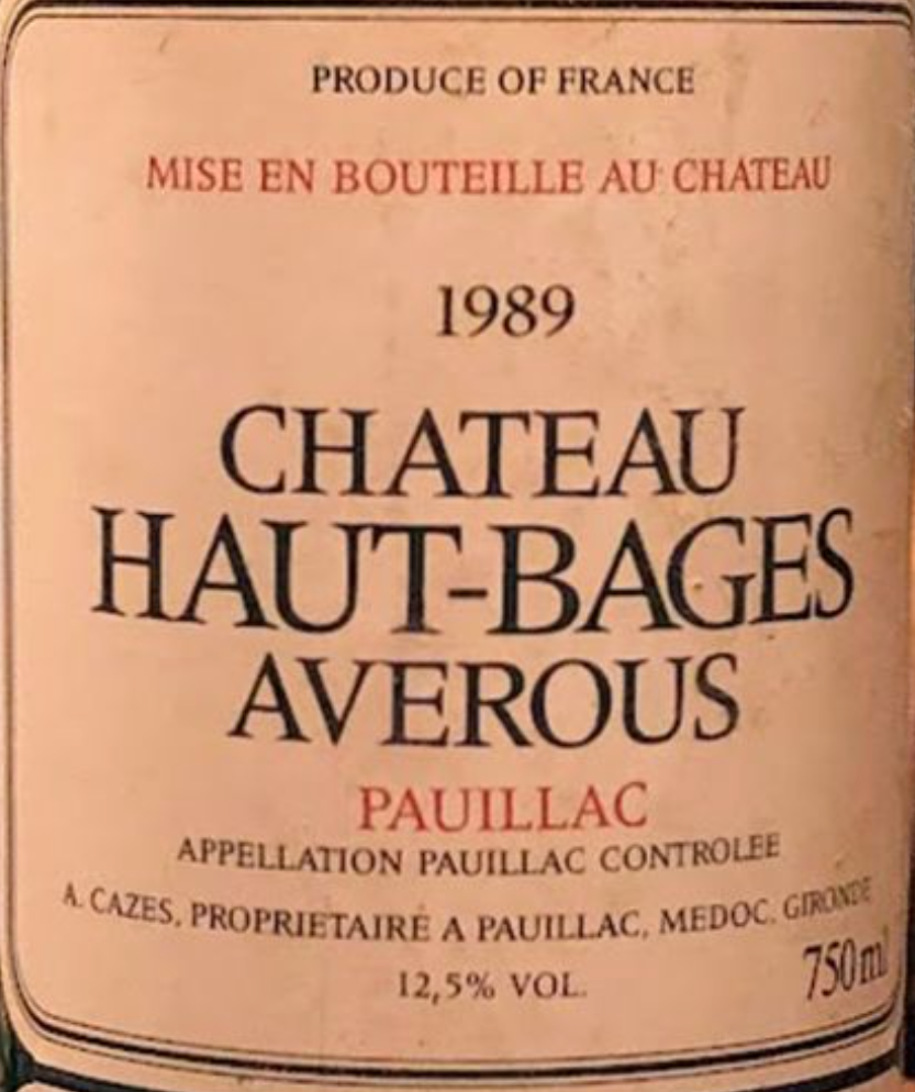 1989 Echo de Lynch Bages Chateau Haut-Bages Averous, Pauillac, France